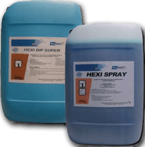 Deux produits de post trempage à base de chlorhéxidine Hexi DIP/Hexi Spray